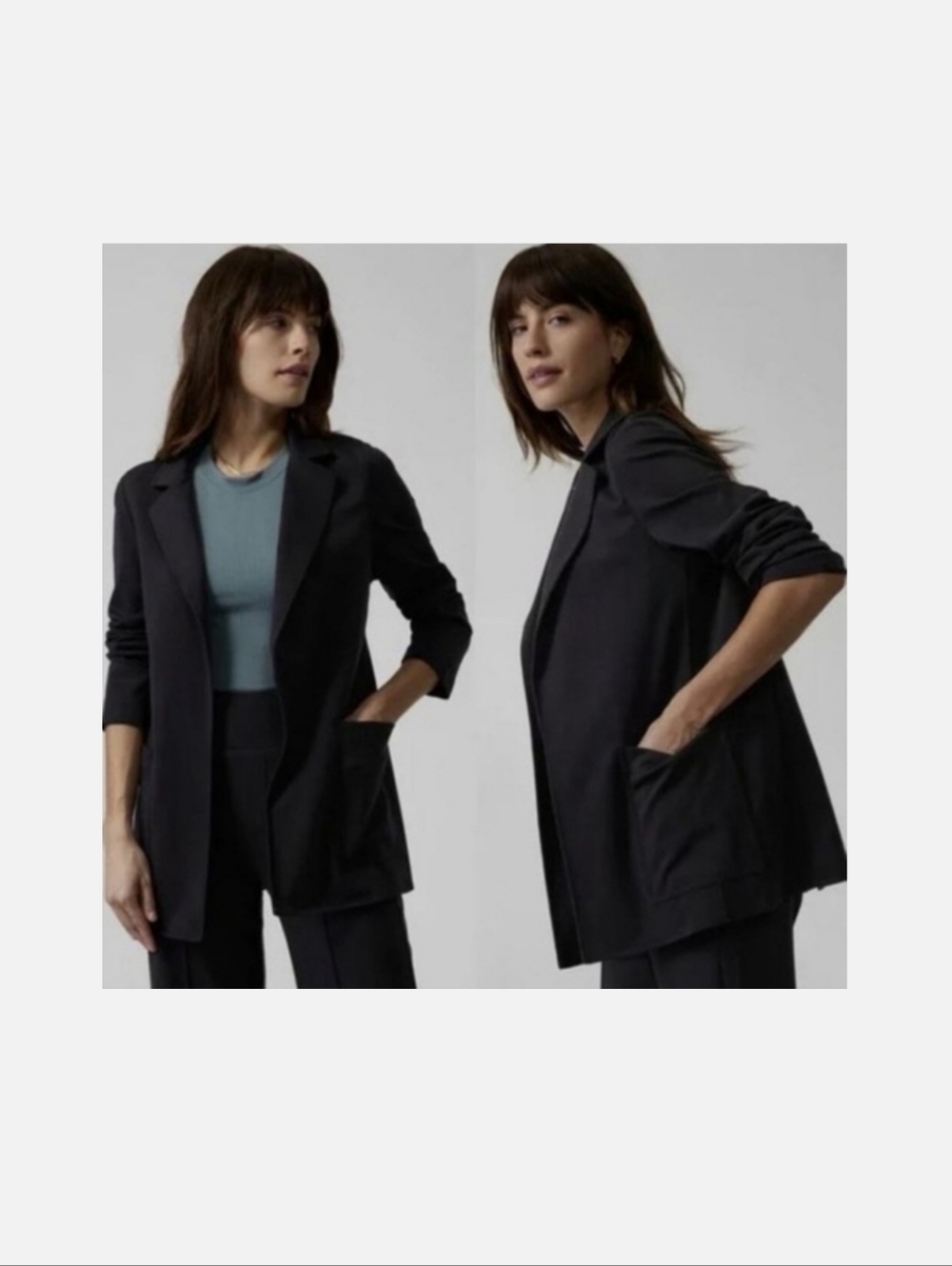 ATHLETA Eastbound Black Blazer Business Travel Jacket Minimalist Women's Size 18